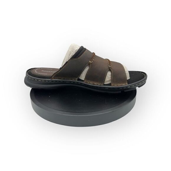 NWOT Rockport Mens Leather Slip-On Flat Heel Darwyn Slide Sandal Brown Size 10 main image 9
